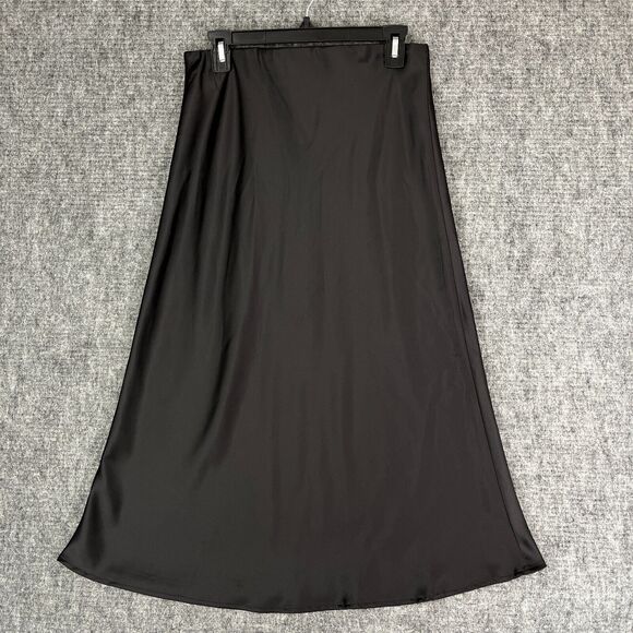 Aaron & Amber Skirt Women's M Fit & Flare Black Silky Fabric Elastic Waist - Picture 1 of 11
